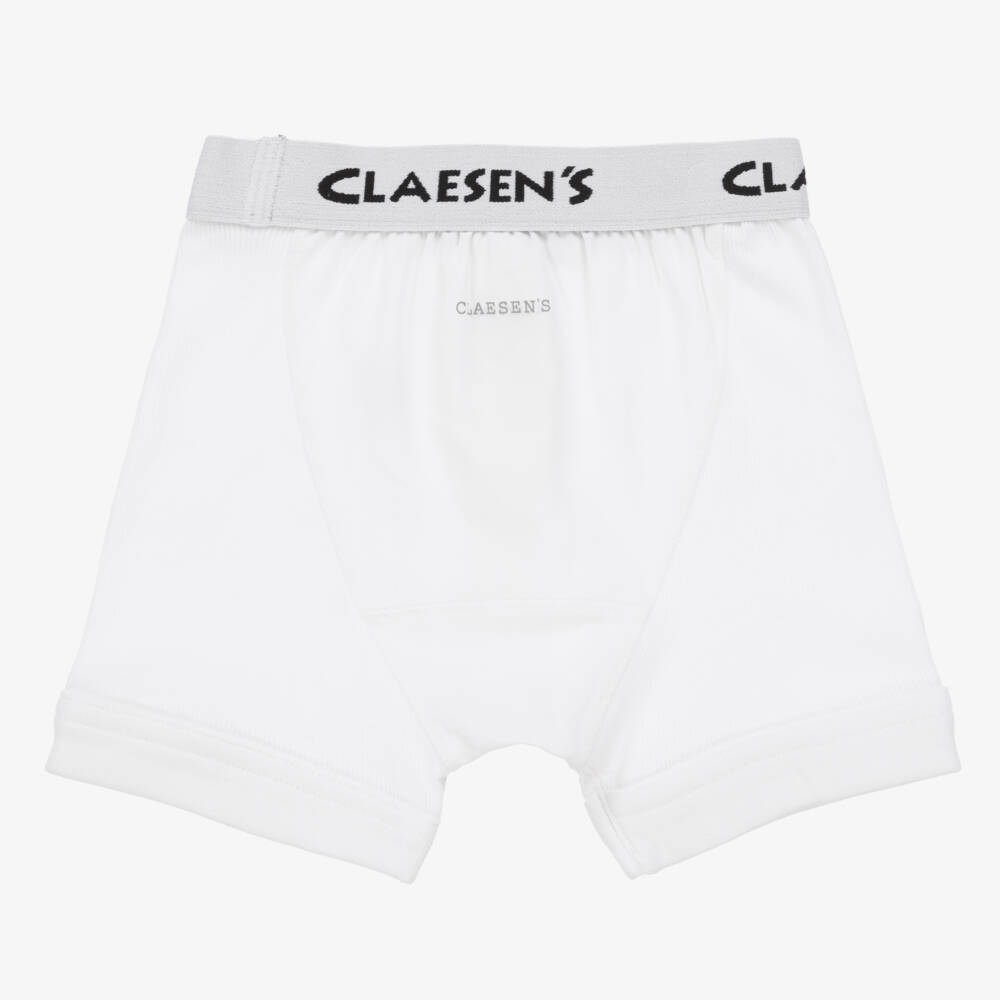 Claesen's-Boys White Cotton Boxer Shorts (2 Pack) | Childrensalon Outlet