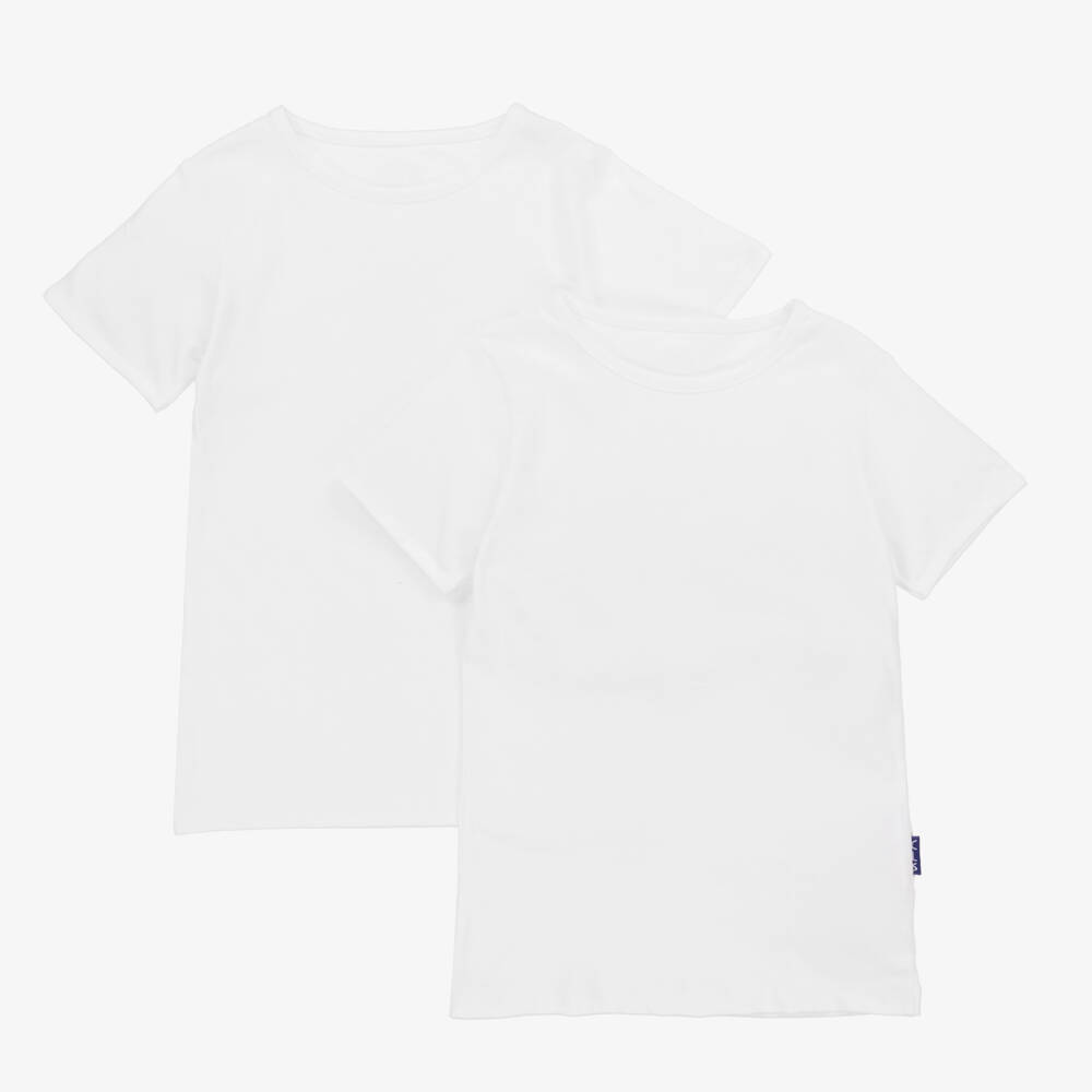 Claesen's-Boys White Cotton T-Shirt Vests (2 Pack) | Childrensalon Outlet