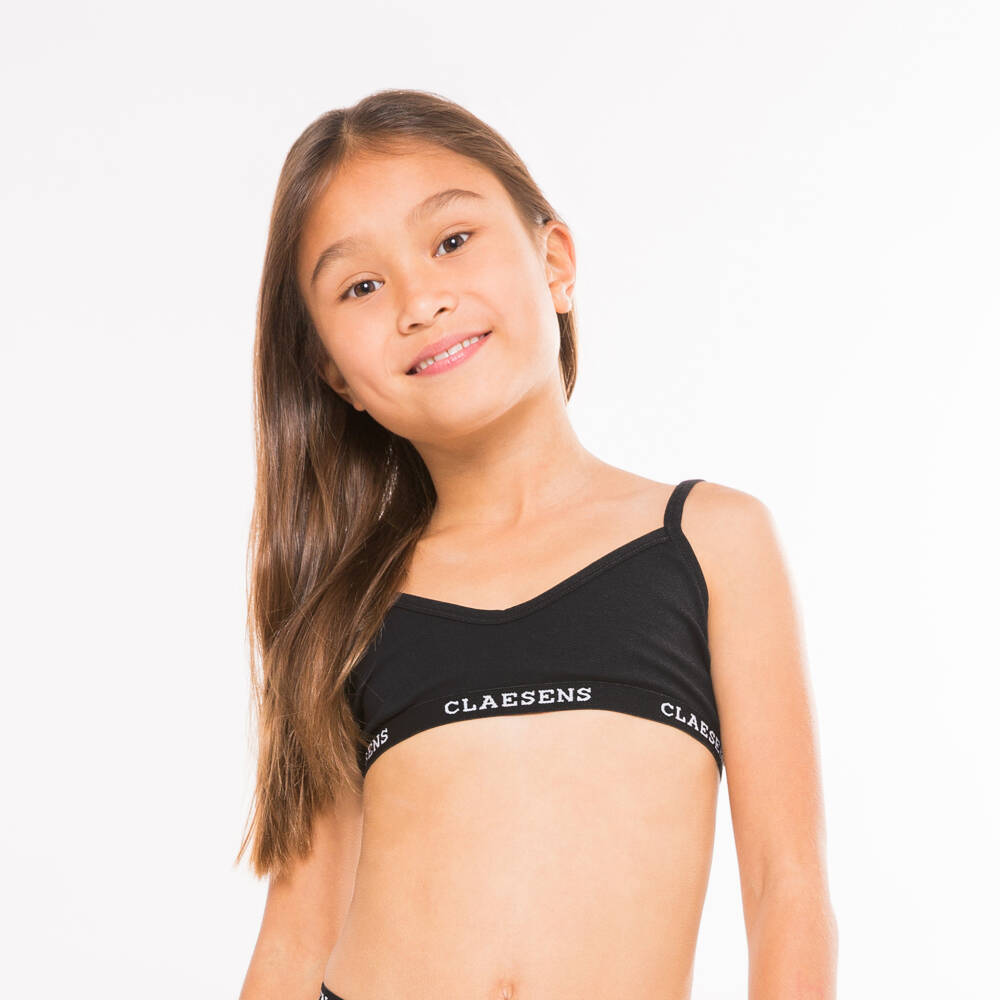 Claesen's-Мягкий черный хлопковый бюстгальтер для девочек | Childrensalon Outlet