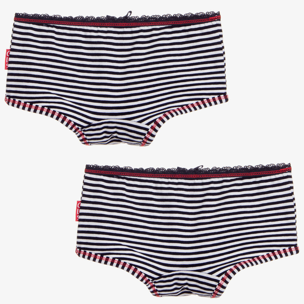  كلايسنز-سروال داخلي قطن جيرسي لون كحلي و أبيض للبنات (عدد 2) | Childrensalon Outlet