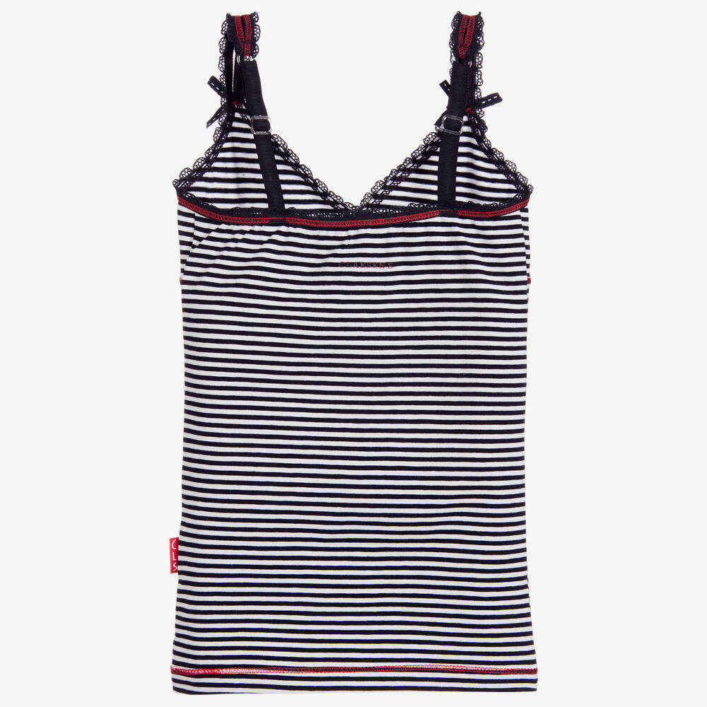 Claesen's-Girls Blue & White Cotton Vest | Childrensalon Outlet