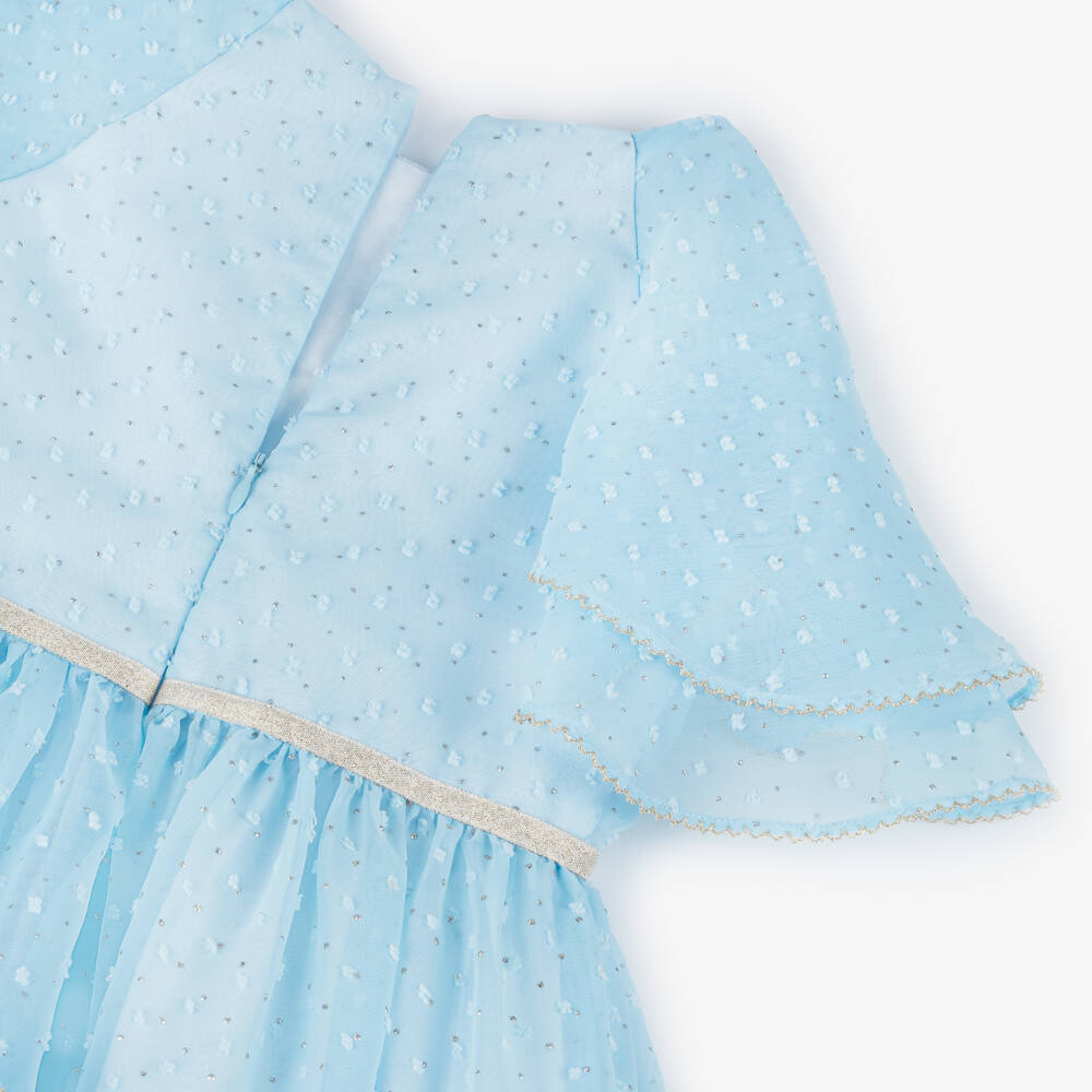 Coeur by Childrensalon-Girls Blue Chiffon Plumetis Dress | Childrensalon Outlet