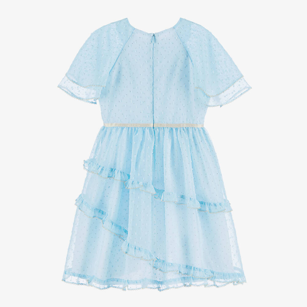 Coeur by Childrensalon-Girls Blue Chiffon Plumetis Dress | Childrensalon Outlet