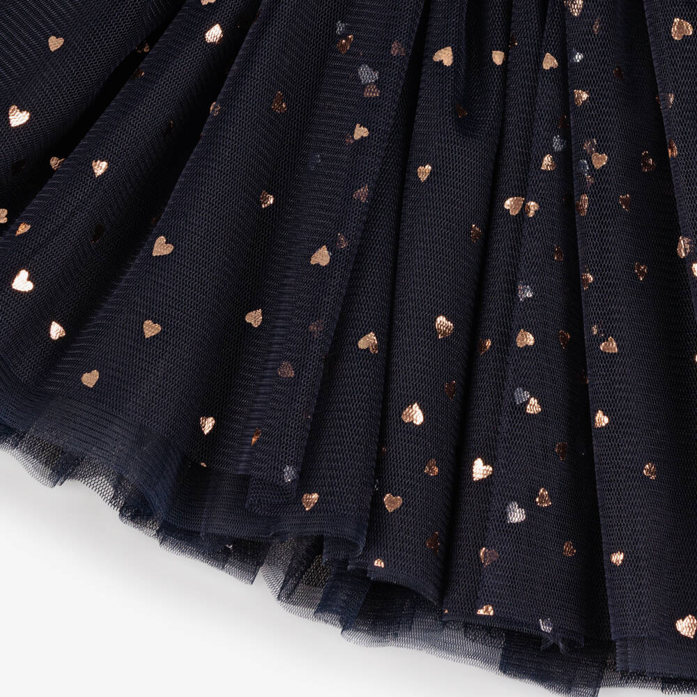 Coeur by Childrensalon-Girls Blue & Gold Hearts Tulle Skirt | Childrensalon Outlet