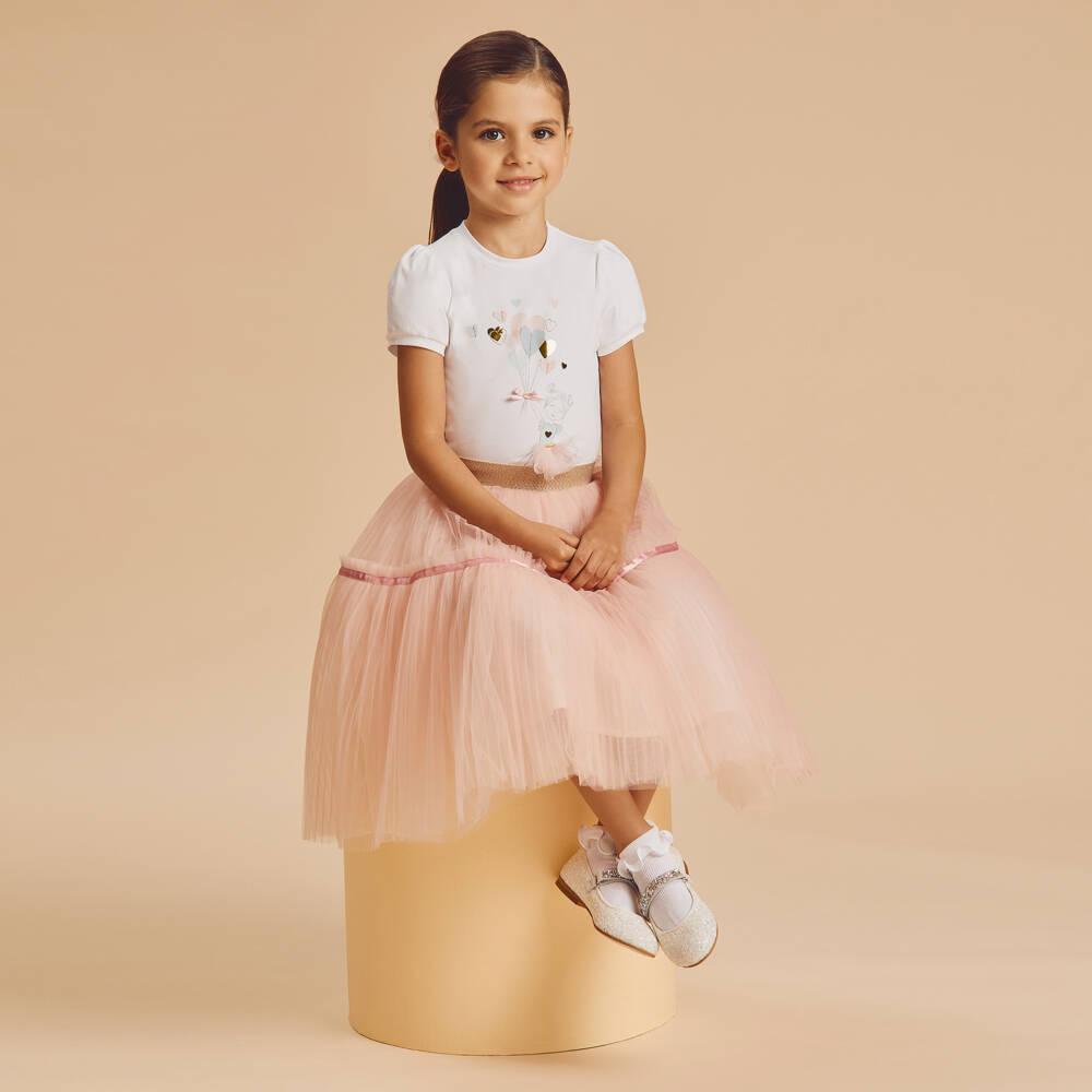 Coeur by Childrensalon-Girls Blush Pleated Tulle Skirt | Childrensalon Outlet