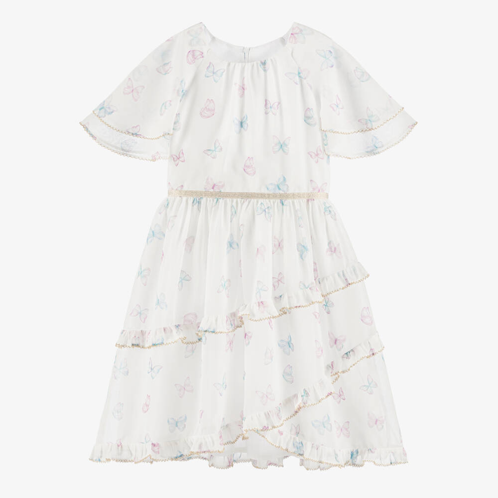Coeur by Childrensalon-فستان شيفون أبيض ناعم للبنات | Childrensalon Outlet