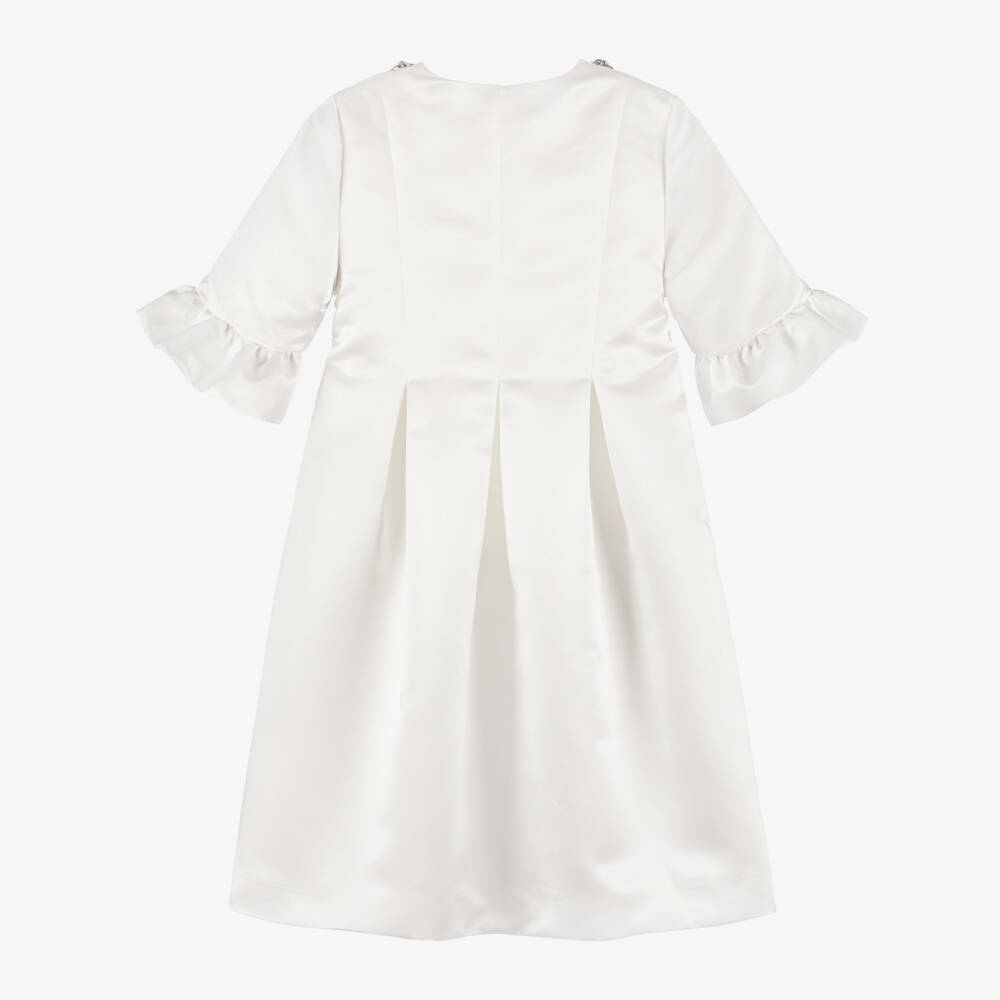 Coeur by Childrensalon-Girls Elegant White Satin Coat | Childrensalon Outlet
