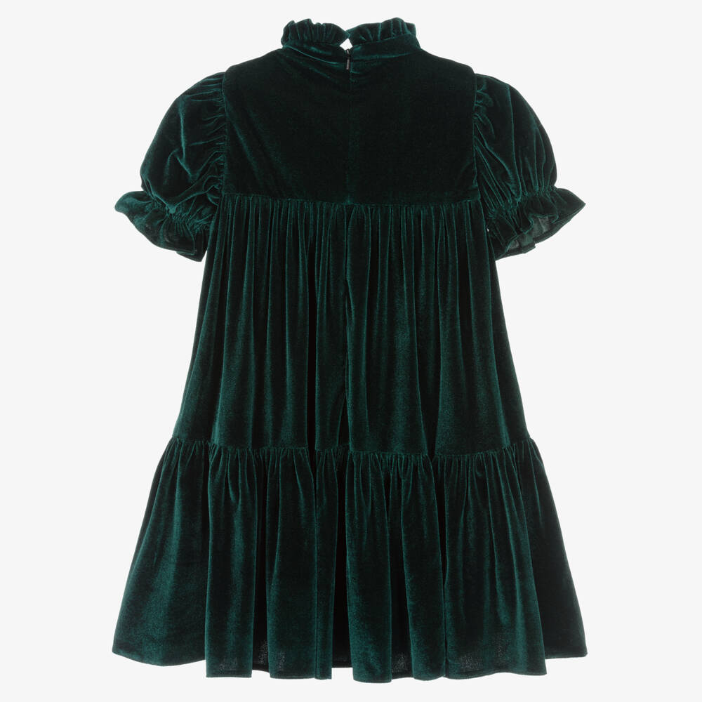 Coeur by Childrensalon-Girls Emerald Velour Party Dress | Childrensalon Outlet