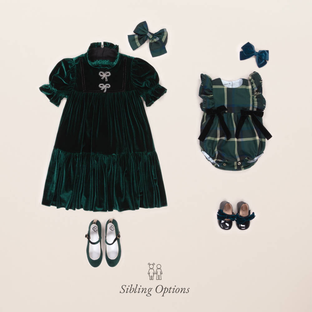 Coeur by Childrensalon-Girls Emerald Velour Party Dress | Childrensalon Outlet