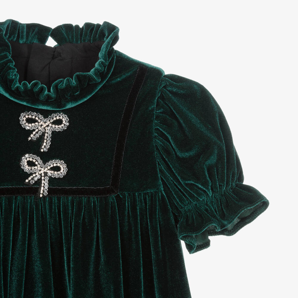 Coeur by Childrensalon-Girls Emerald Velour Party Dress | Childrensalon Outlet