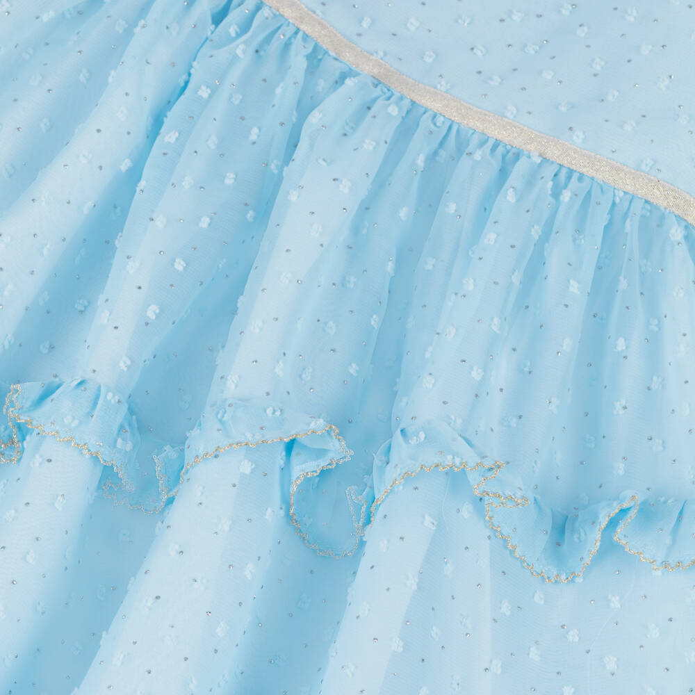 Coeur by Childrensalon-Girls Glittery Blue Chiffon Dress | Childrensalon Outlet