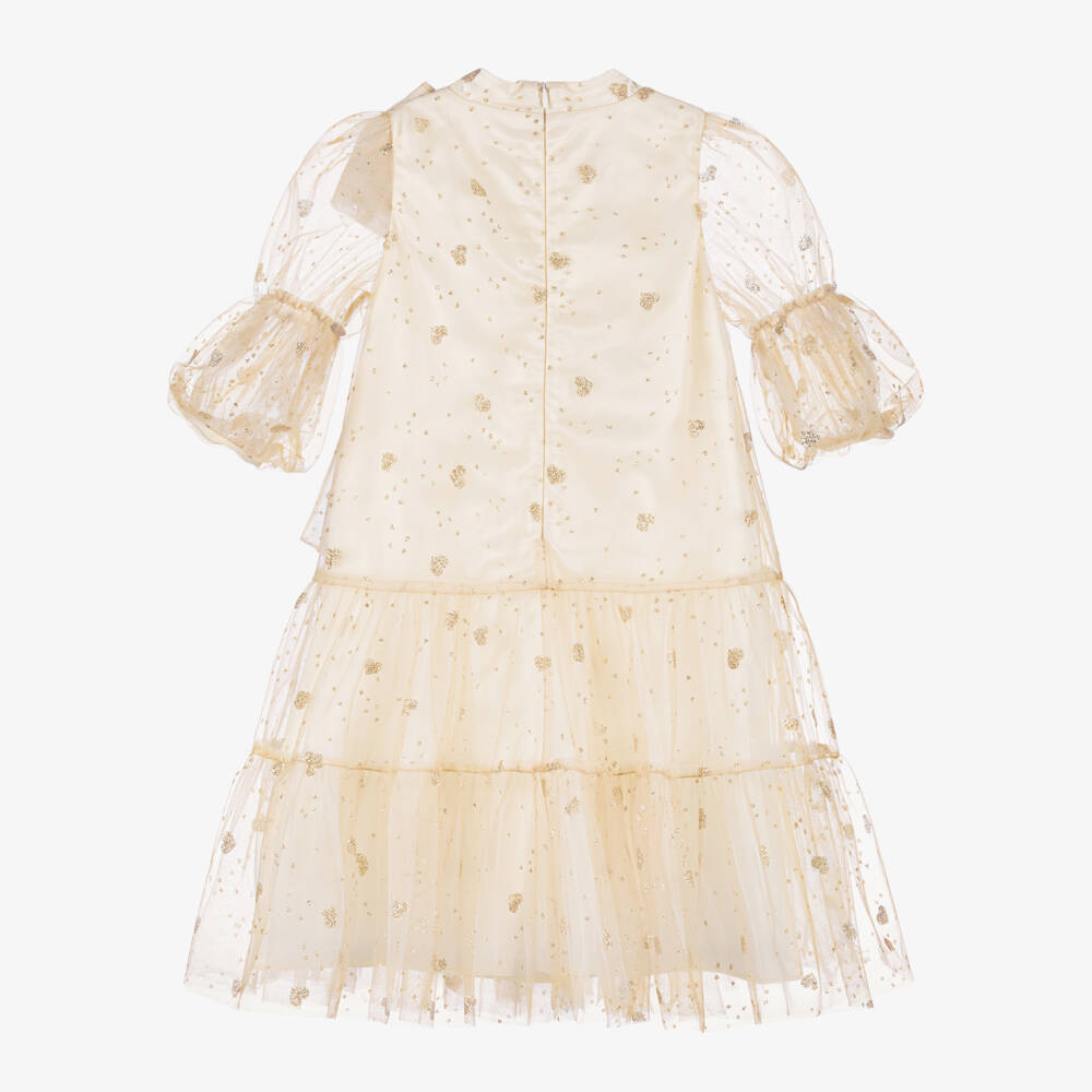 Coeur by Childrensalon-Girls Gold Tulle Heart Dress | Childrensalon Outlet