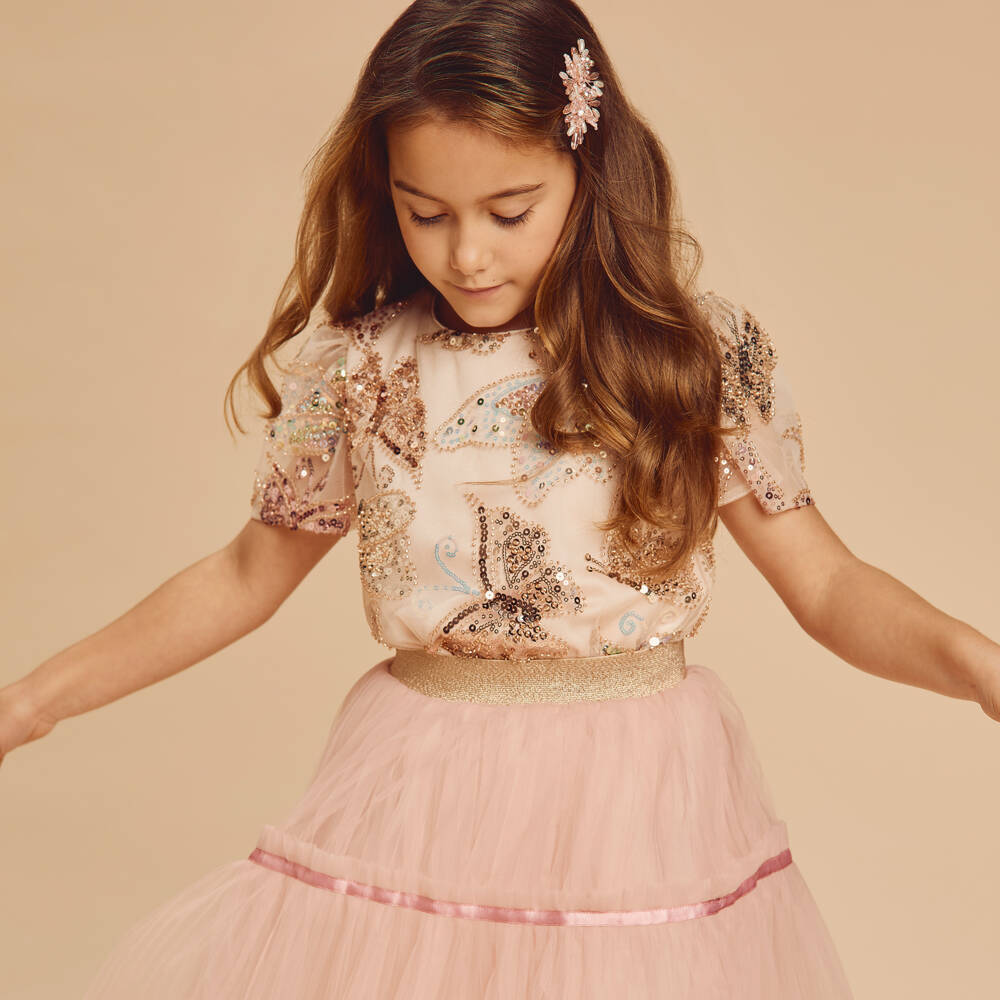 Coeur by Childrensalon-بلوزة وردية مزينة بفراشات للبنات | Childrensalon Outlet