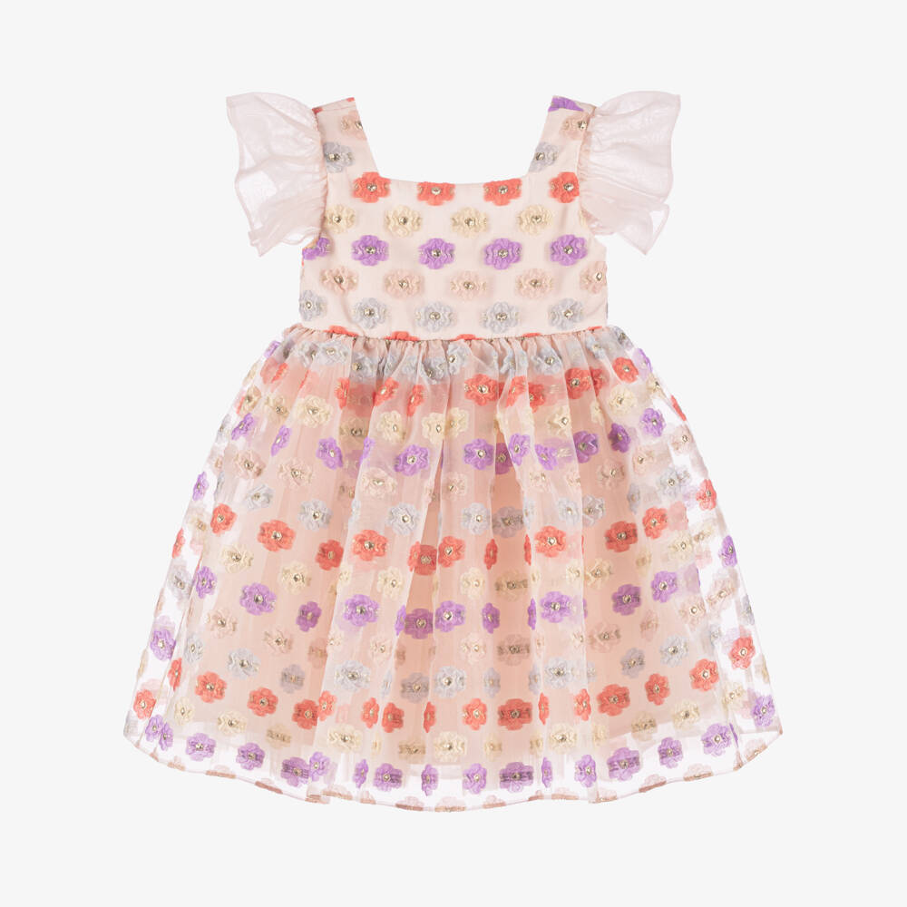 Coeur by Childrensalon-فستان وردي جاكار مزهر للبنات | Childrensalon Outlet