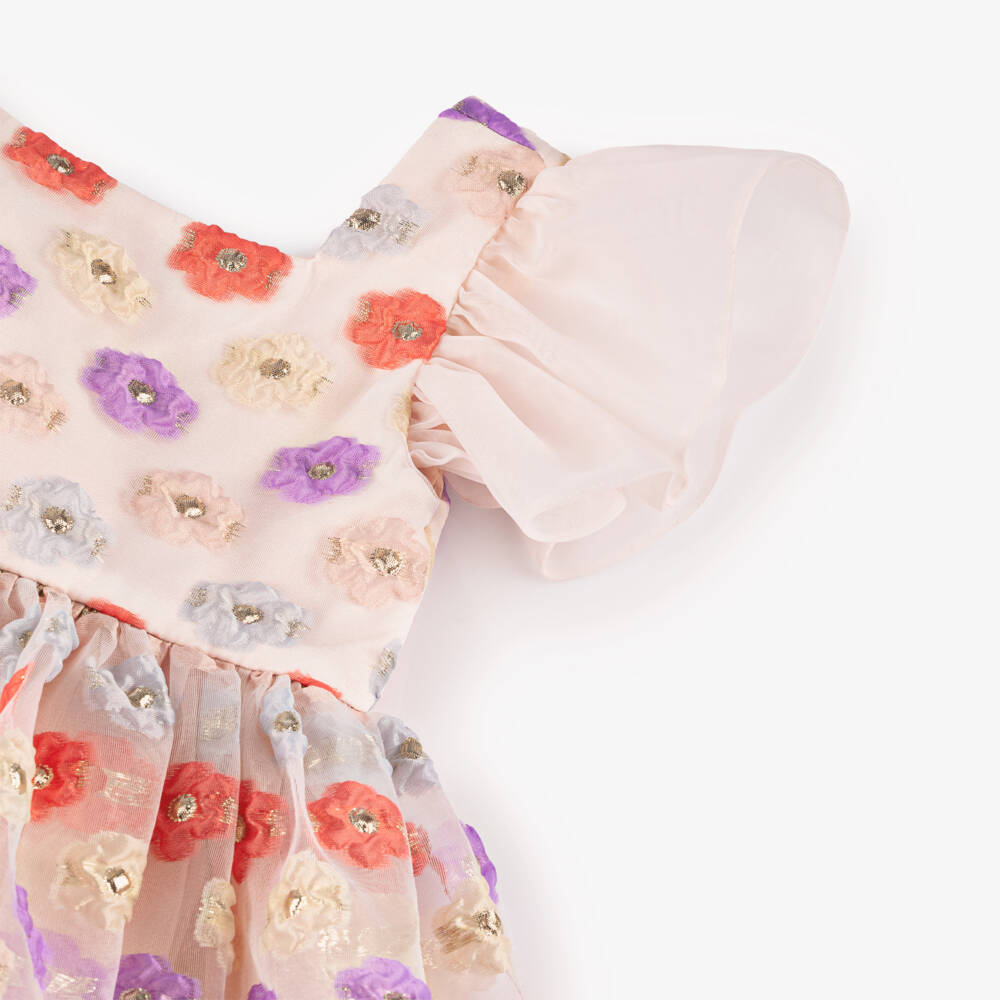 Coeur by Childrensalon-فستان وردي جاكار مزهر للبنات | Childrensalon Outlet