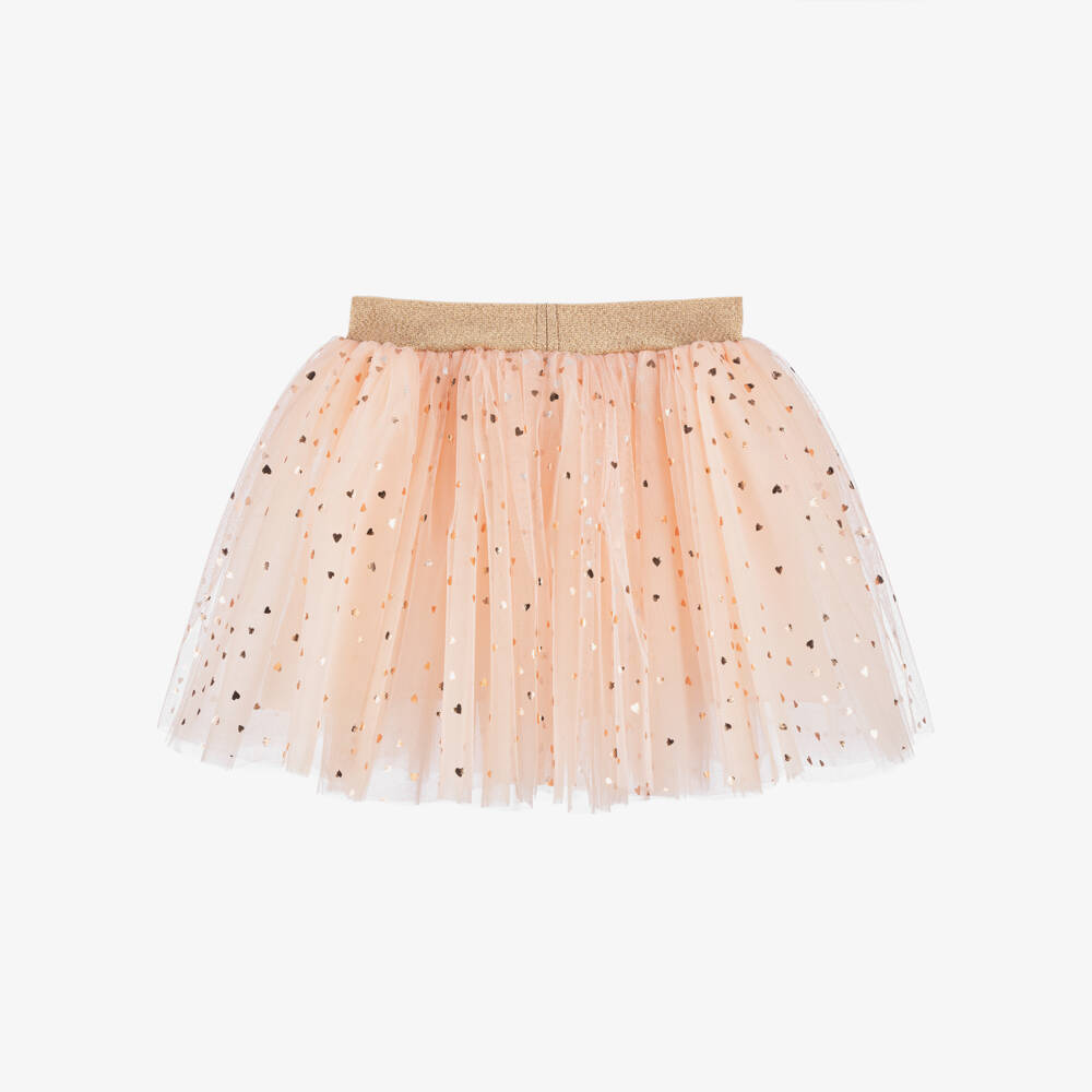 Coeur by Childrensalon-Girls Pink & Gold Hearts Tulle Skirt | Childrensalon Outlet