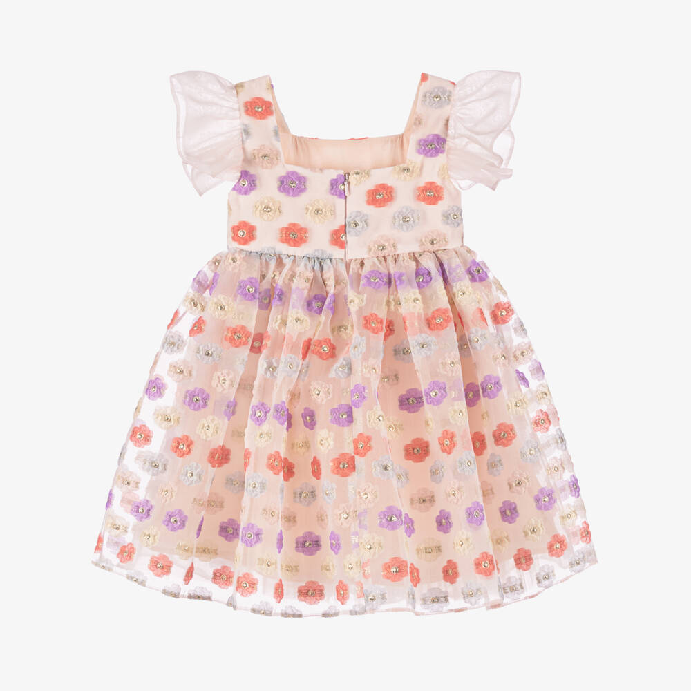 Coeur by Childrensalon-Girls Pink Jacquard Floral Dress | Childrensalon Outlet
