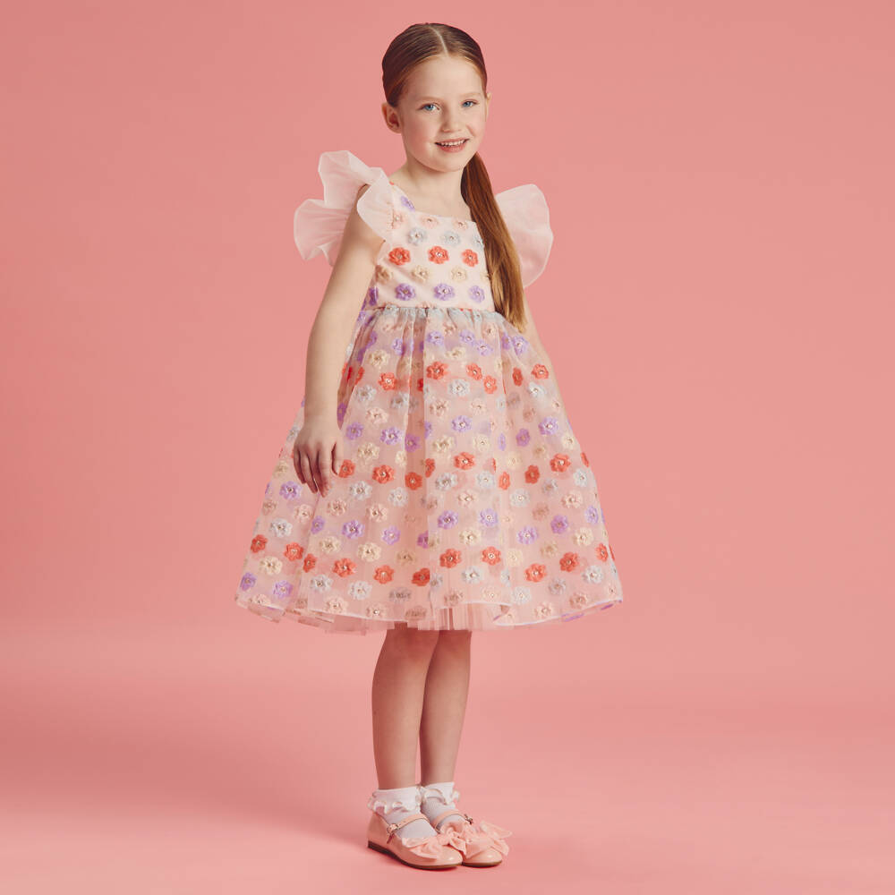 Coeur by Childrensalon-Girls Pink Jacquard Floral Dress | Childrensalon Outlet
