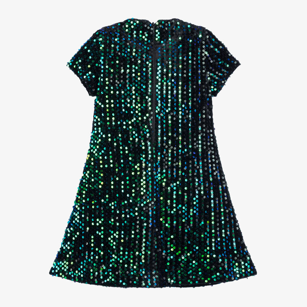 Coeur by Childrensalon-فستان مخملي أزرق-أخضر لامع للبنات | Childrensalon Outlet