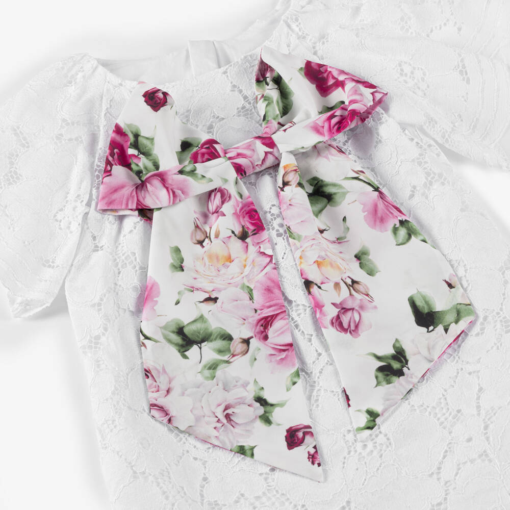 Coeur by Childrensalon-Girls White Lace Dress with Bow | Childrensalon Outlet