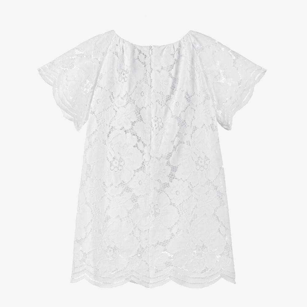 Coeur by Childrensalon-Girls White Lace Dress with Bow | Childrensalon Outlet