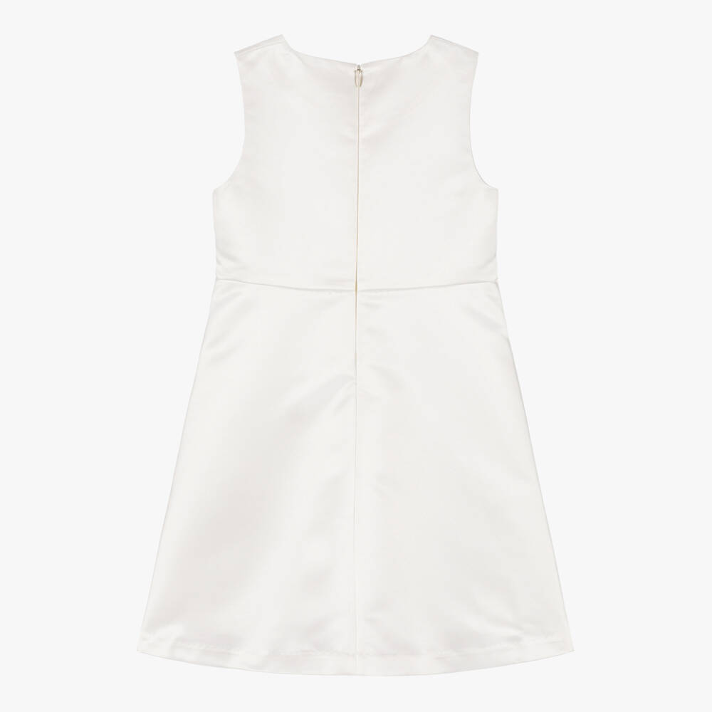 Coeur by Childrensalon-Girls White Satin Floral Dress | Childrensalon Outlet
