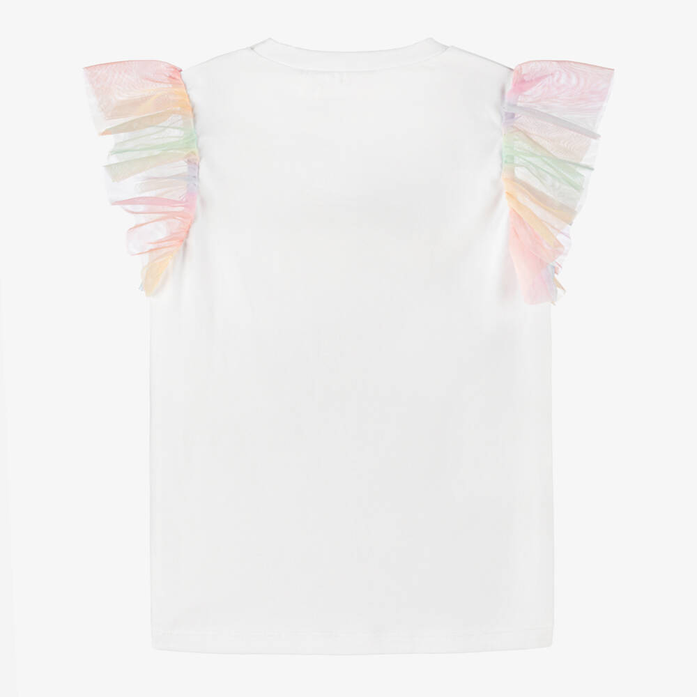 Coeur by Childrensalon-Girls White Tulle Bow Tee | Childrensalon Outlet