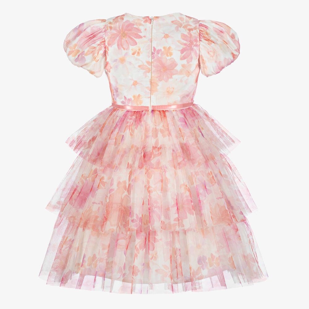 Coeur by Childrensalon-Pink Printed Floral Tulle Dress | Childrensalon Outlet
