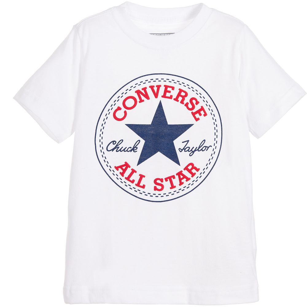 ملابس رجالية White Cotton T-Shirt with All Star Logo ملابس رجالية