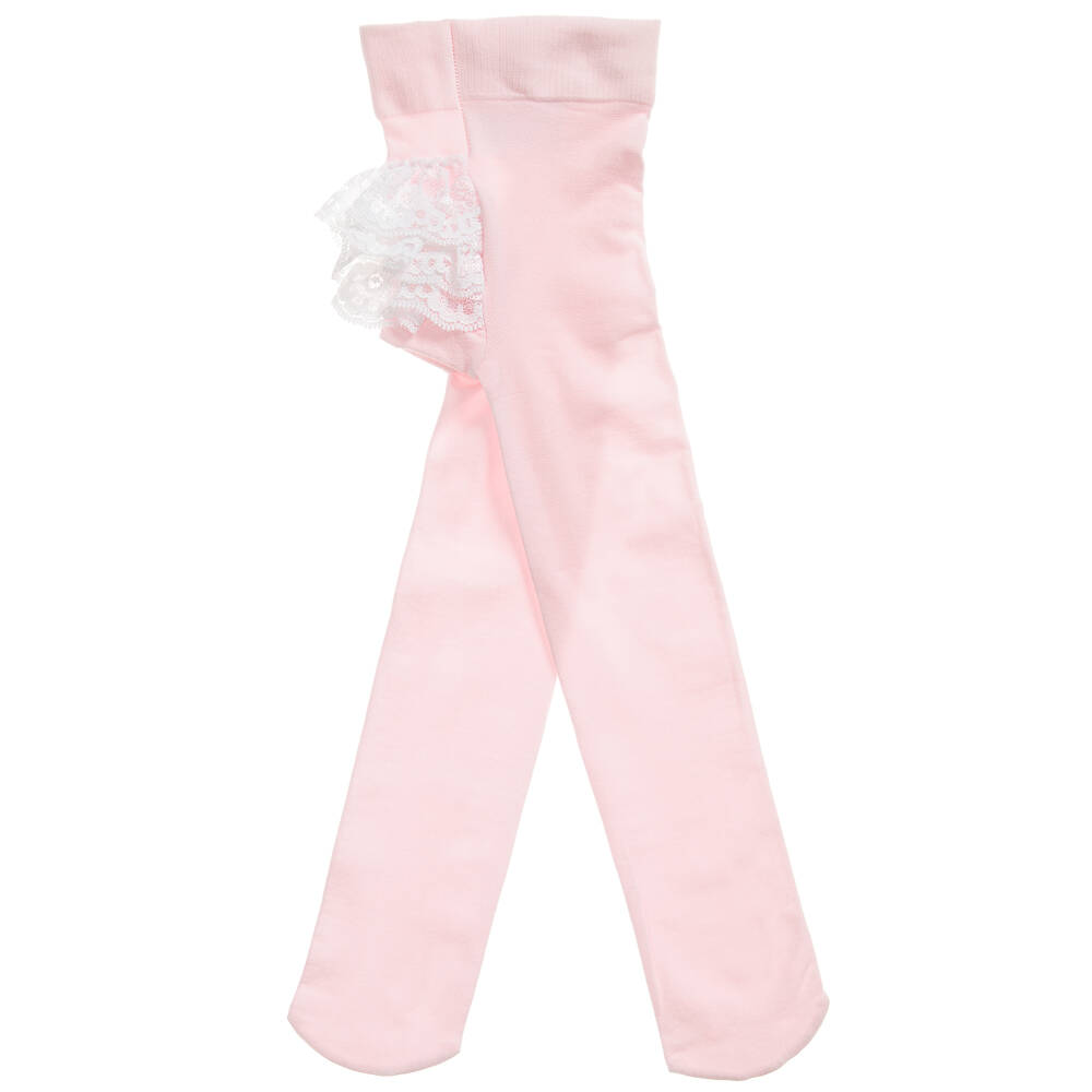 Country Kids - Baby Girls Pink Lace Ruffle Tights | Childrensalon