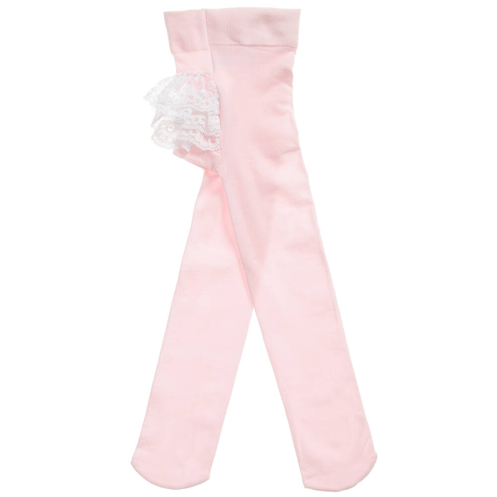 Country Kids-Baby Girls Pink Lace Ruffle Tights | Childrensalon Outlet