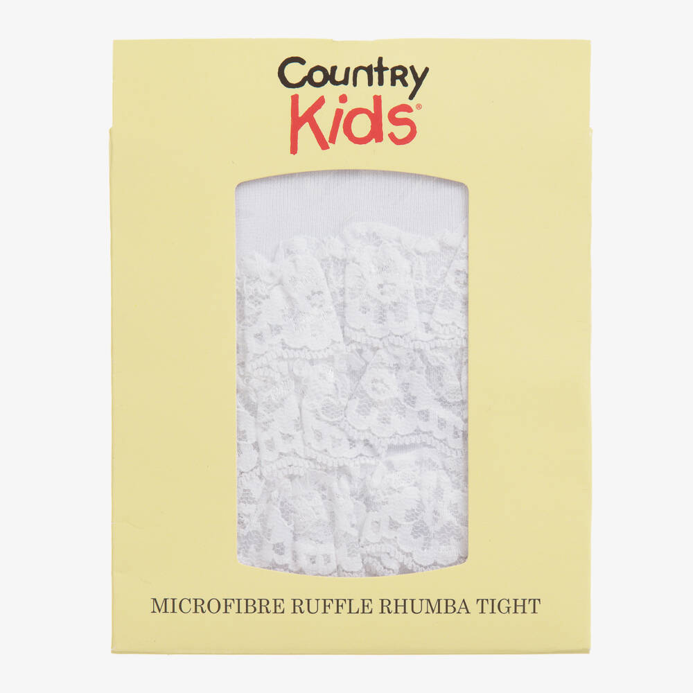 Country Kids-Baby Girls White Lace Ruffle Tights | Childrensalon Outlet