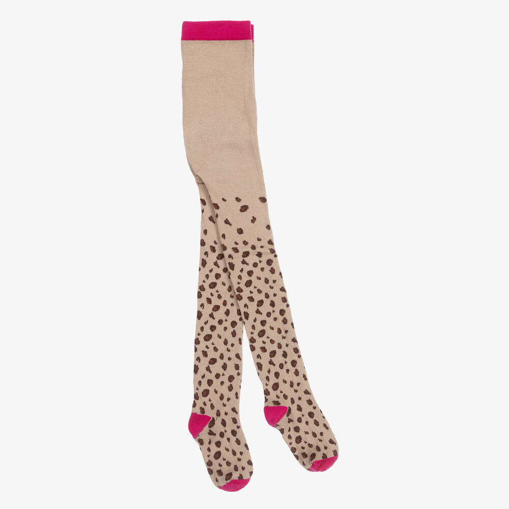 Country Kids - Beige Leopard Cotton Tights | Childrensalon