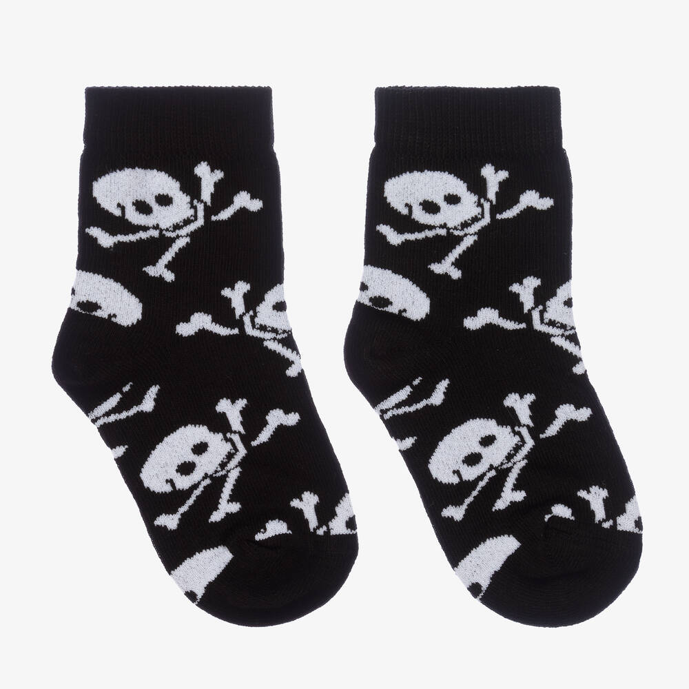 Country Kids - Boys Black Cotton Pirate Socks | Childrensalon