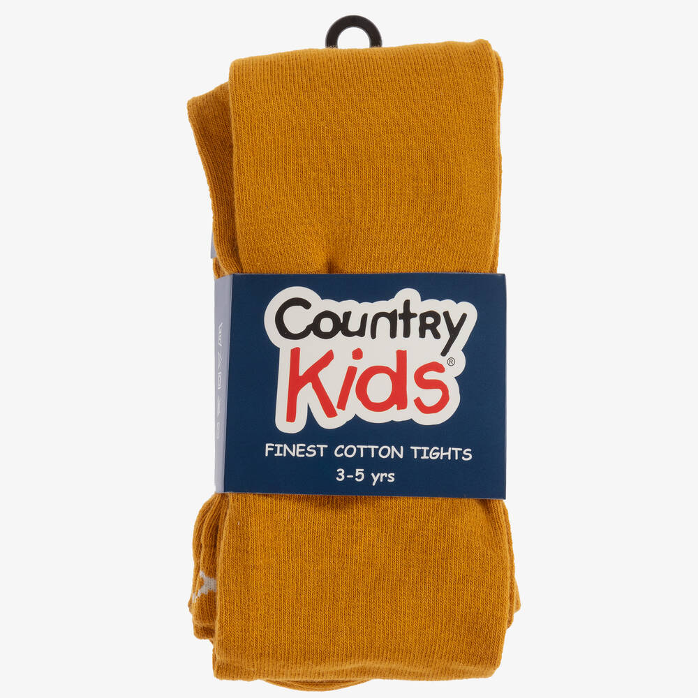 Country Kids-Girls Amber Yellow Cotton Knitted Tights | Childrensalon Outlet
