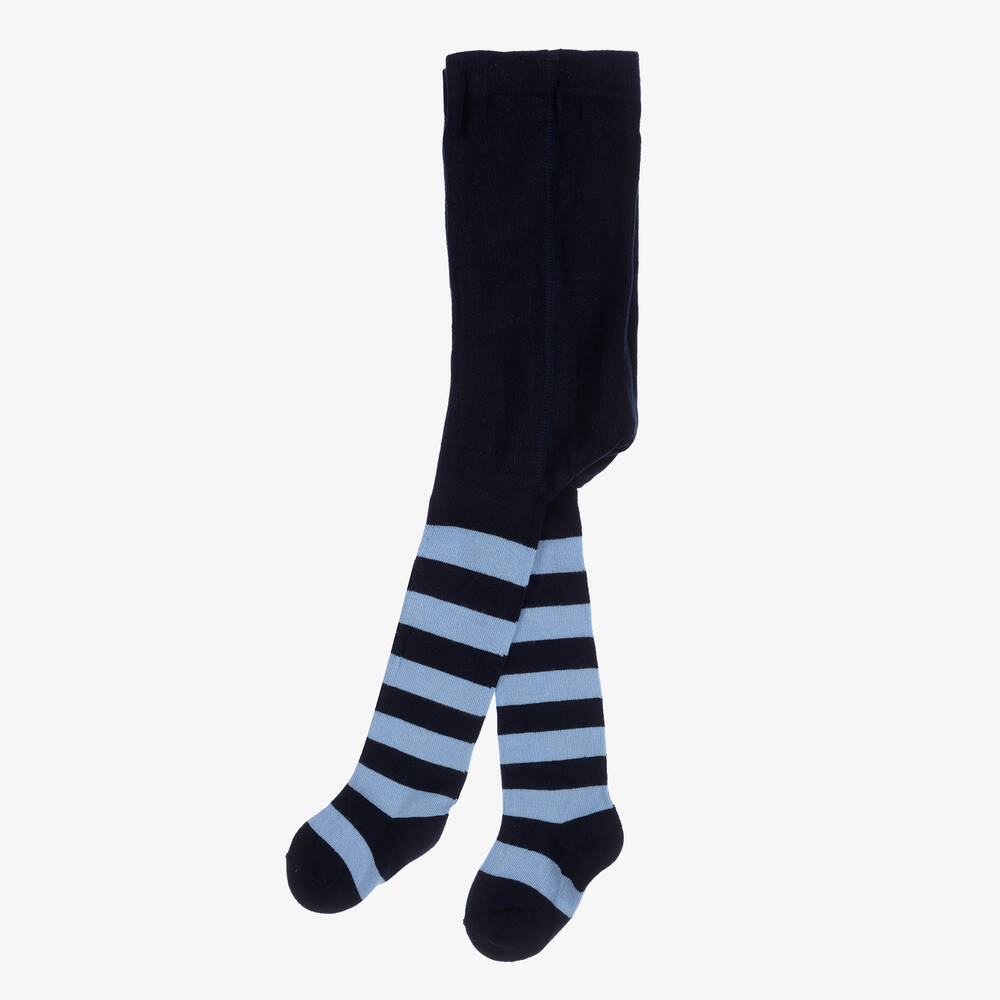 Country Kids-Girls Blue Stripe Cotton Tights | Childrensalon Outlet