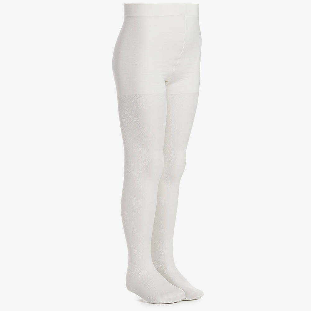 Country Kids-Girls Cream Lace Floral Hosiery | Childrensalon Outlet