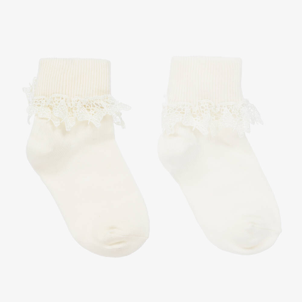 Country Kids - Girls Ivory Cotton Socks | Childrensalon