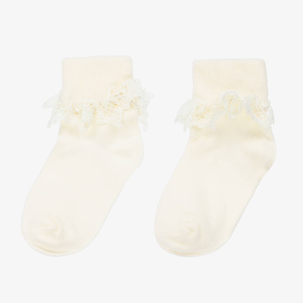 كونتري كيدز-Girls Ivory Cotton Socks | Childrensalon Outlet