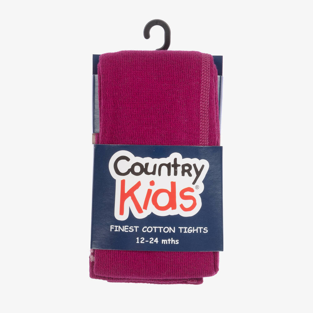 Country Kids-Girls Magenta Pink Cotton Knitted Tights | Childrensalon Outlet