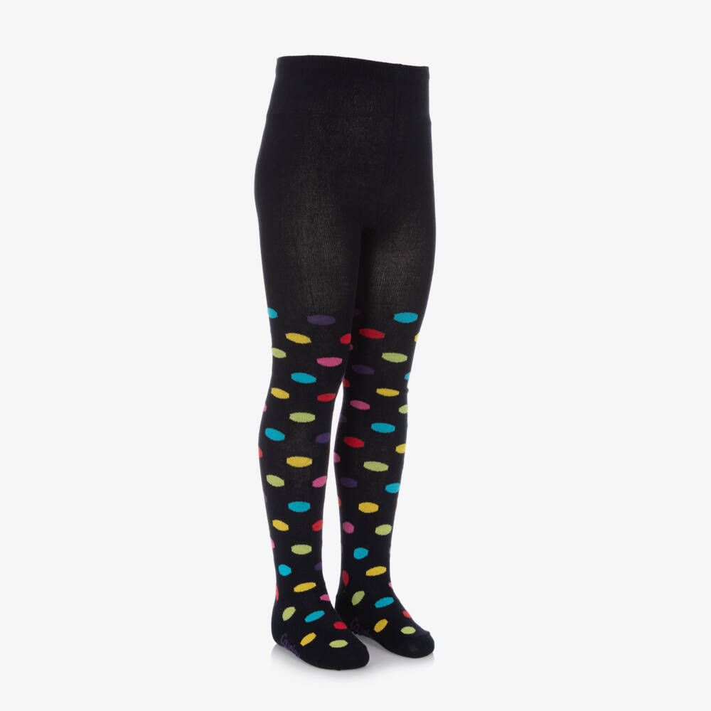 Country Kids-Girls Navy Blue Cotton Knitted Tights | Childrensalon Outlet