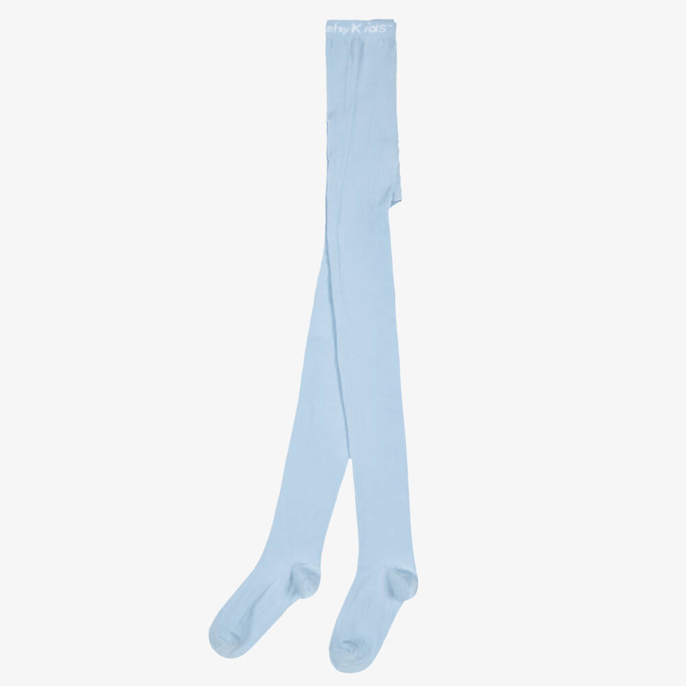 Country Kids-Girls Pale Blue Knitted Cotton Tights | Childrensalon Outlet