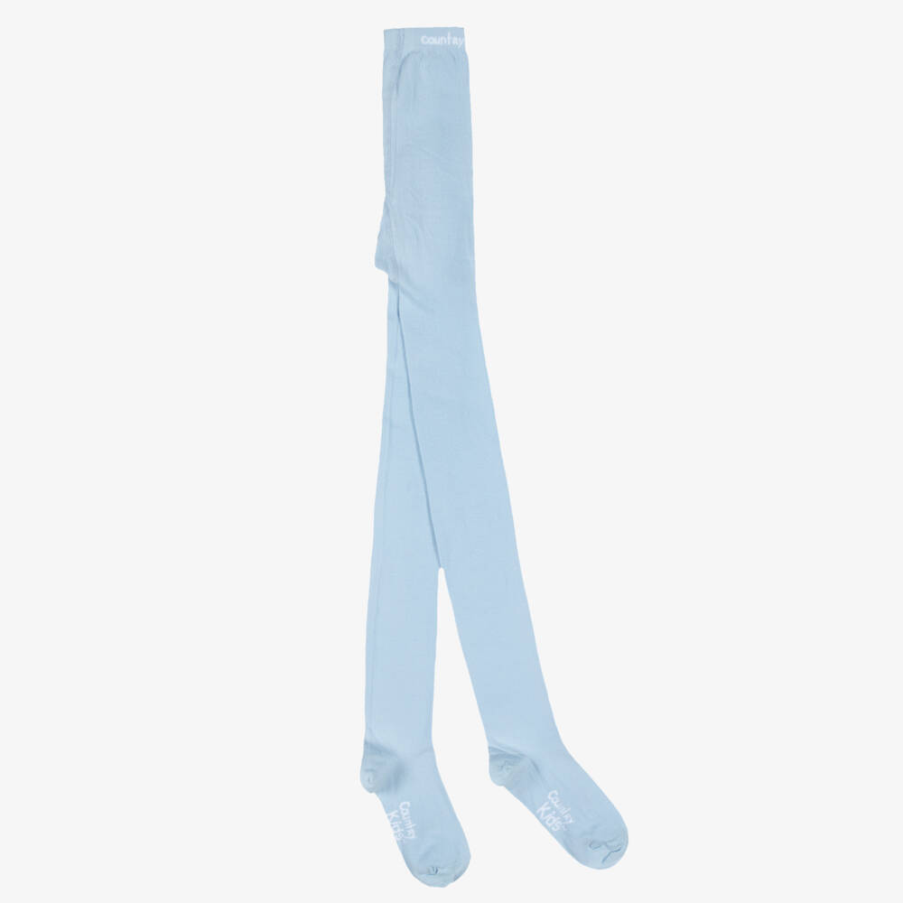 Country Kids-Girls Pale Blue Knitted Cotton Tights | Childrensalon Outlet