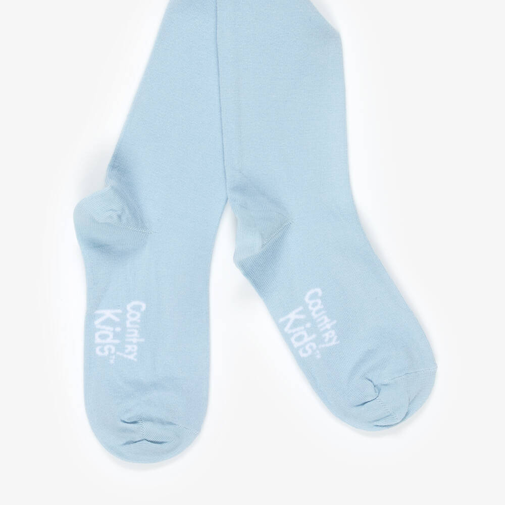 Country Kids-Girls Pale Blue Knitted Cotton Tights | Childrensalon Outlet