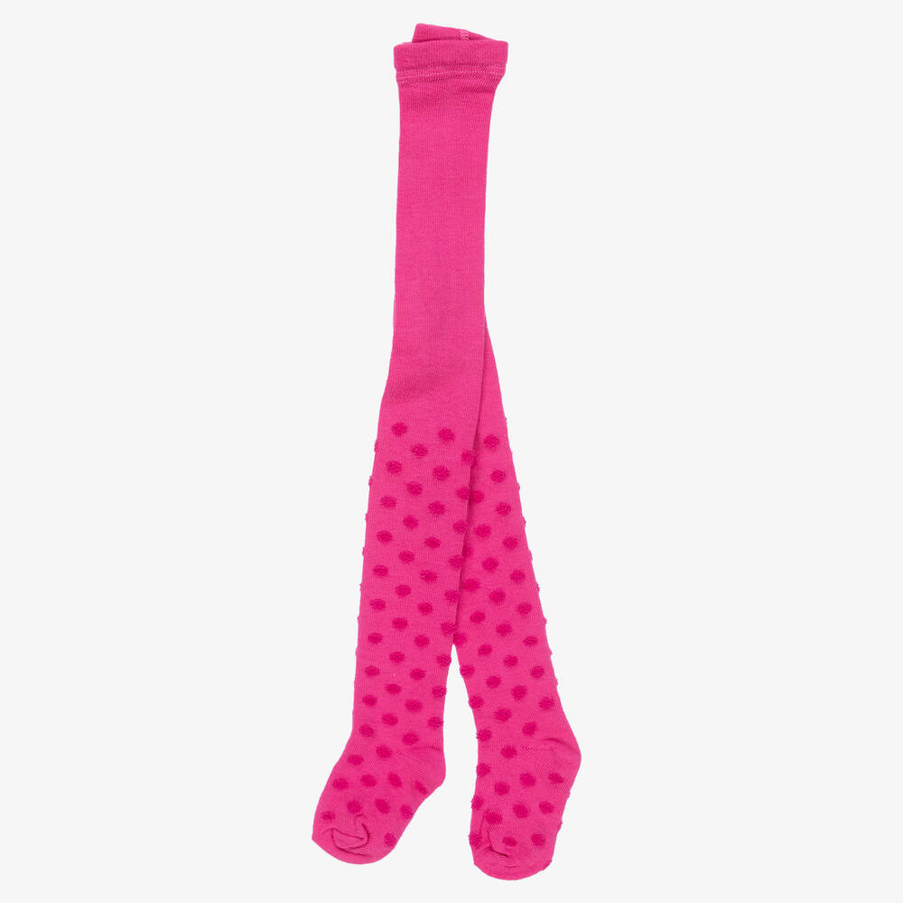 Country Kids Girls Pink Cotton Knit Dot Tights