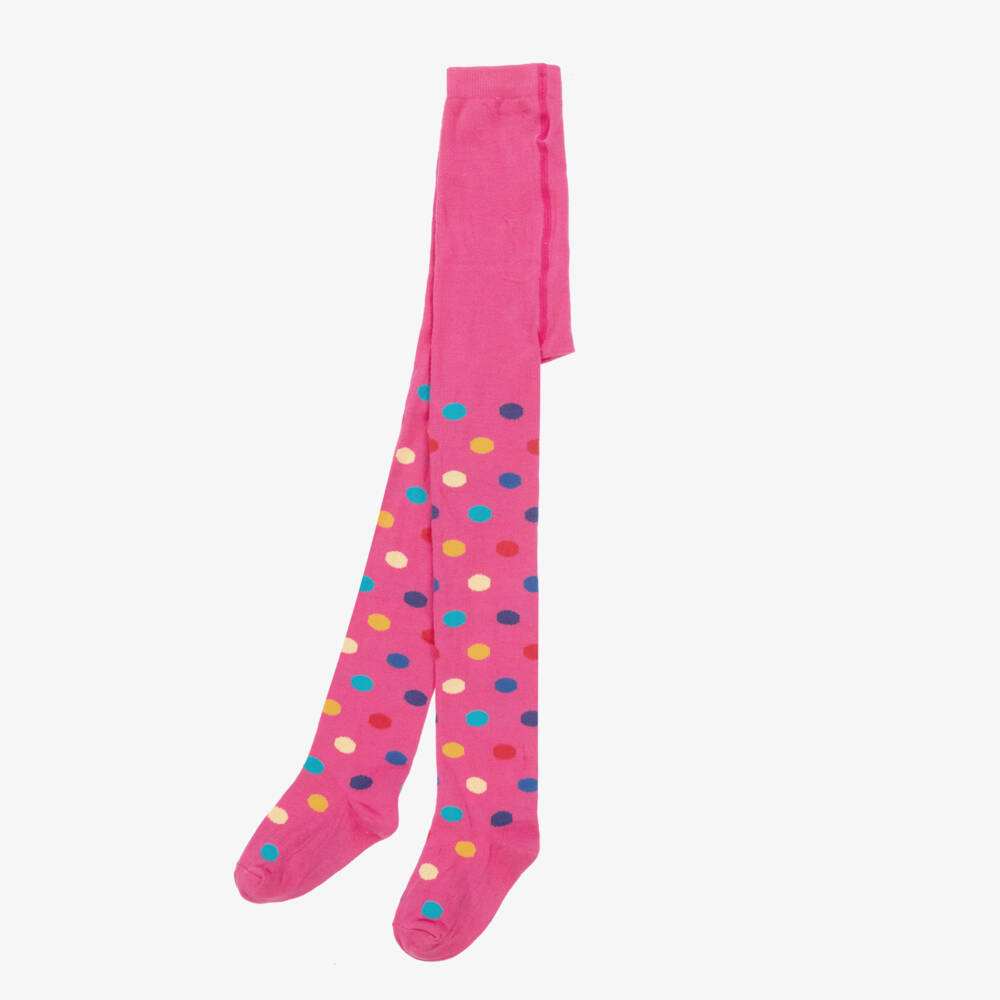 Country Kids-Girls Pink Cotton Polka Dot Tights | Childrensalon Outlet