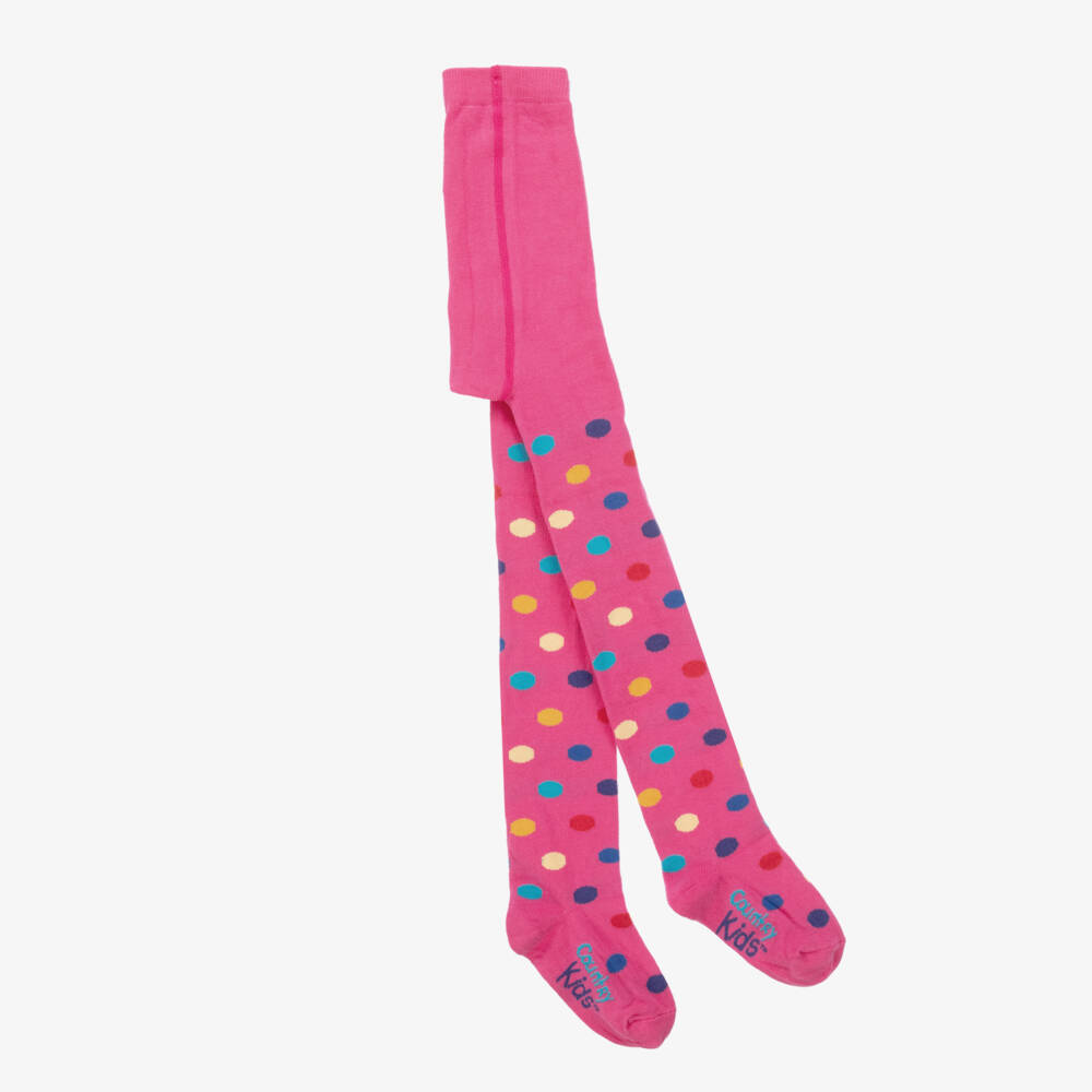 Country Kids-Girls Pink Cotton Polka Dot Tights | Childrensalon Outlet