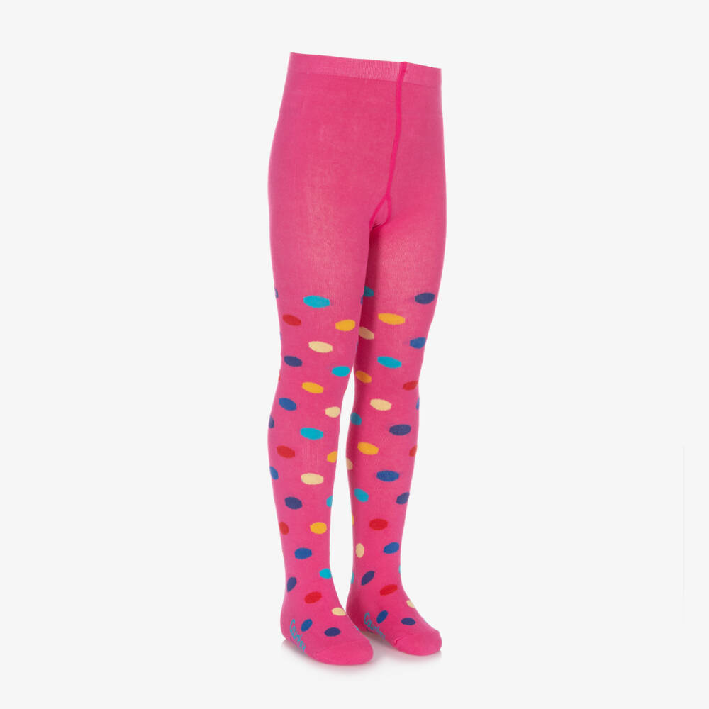 Country Kids-Girls Pink Cotton Polka Dot Tights | Childrensalon Outlet