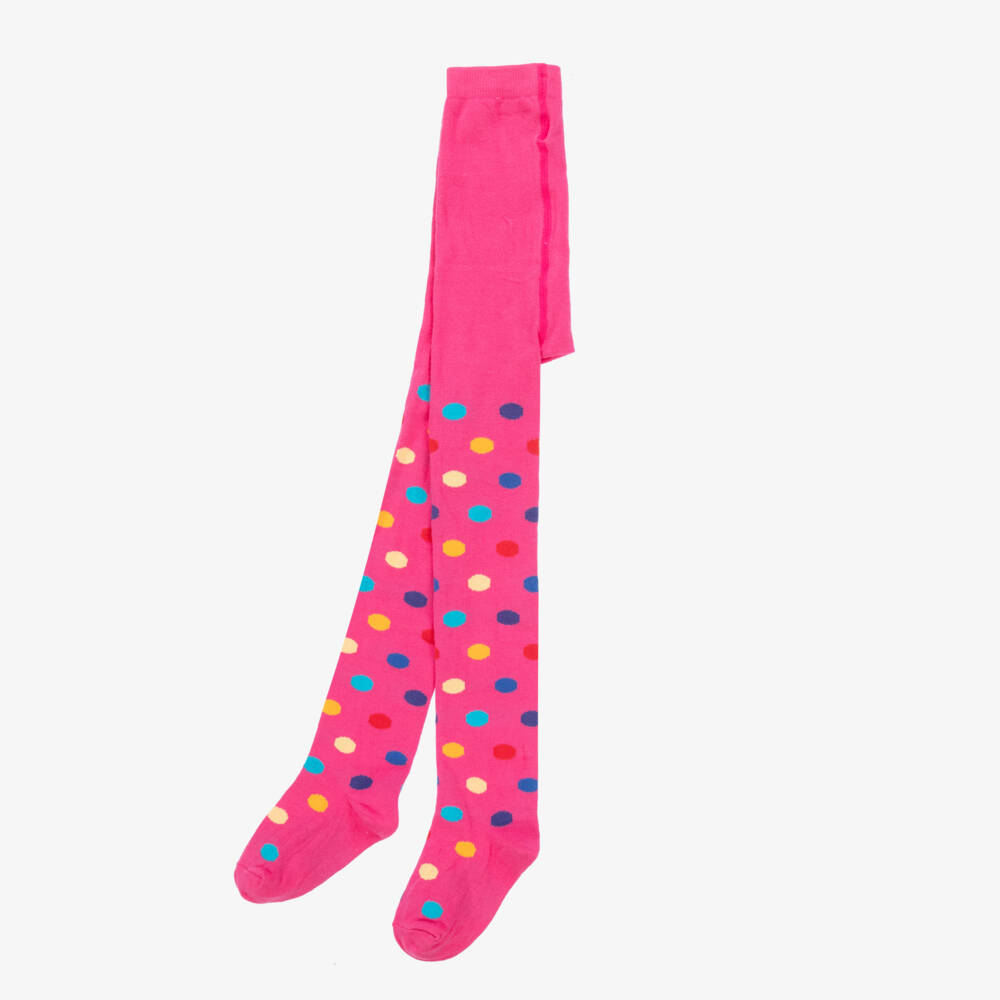 Country Kids-Girls Pink Cotton Polka Dot Tights | Childrensalon Outlet