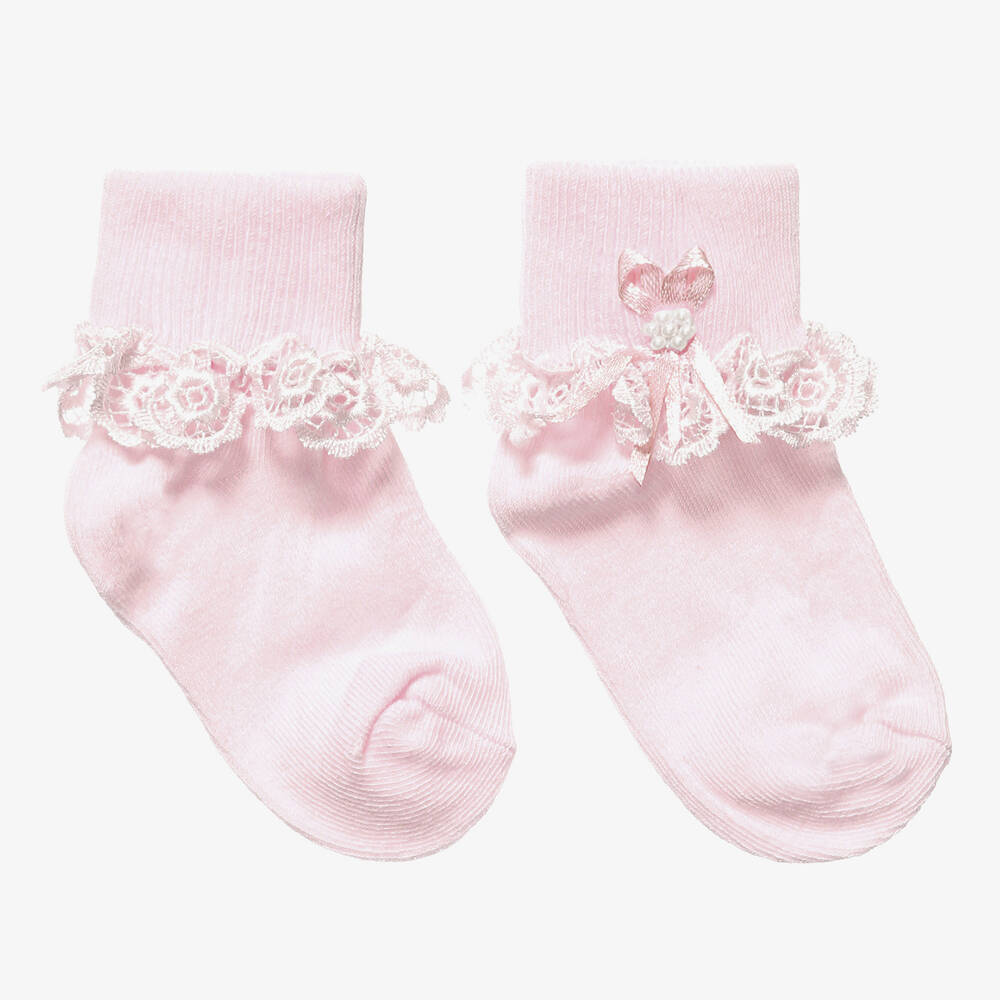 Country Kids - Chaussettes roses en dentelle Fille  | Childrensalon